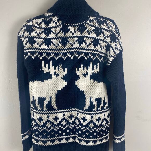 Abercrombie & Fitch Women’s Moose Chunky Knit Long Cardigan Toggles Small Navy - Picture 4 of 10